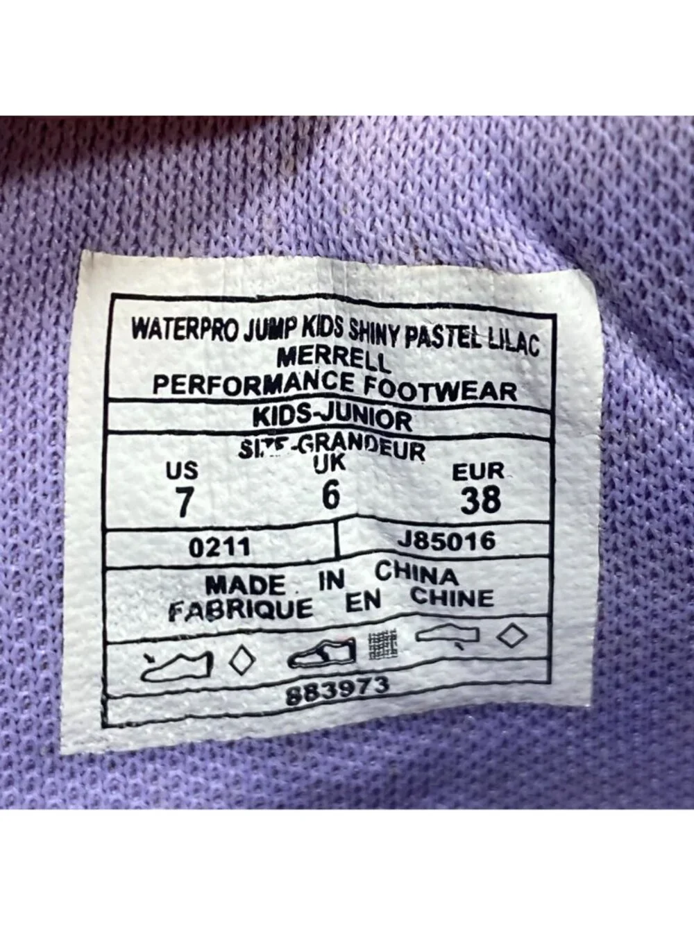 Merrell Waterpro Jump Water Kids Shiny Pastel Lilac Shoes US 7 Outdoor Footwear